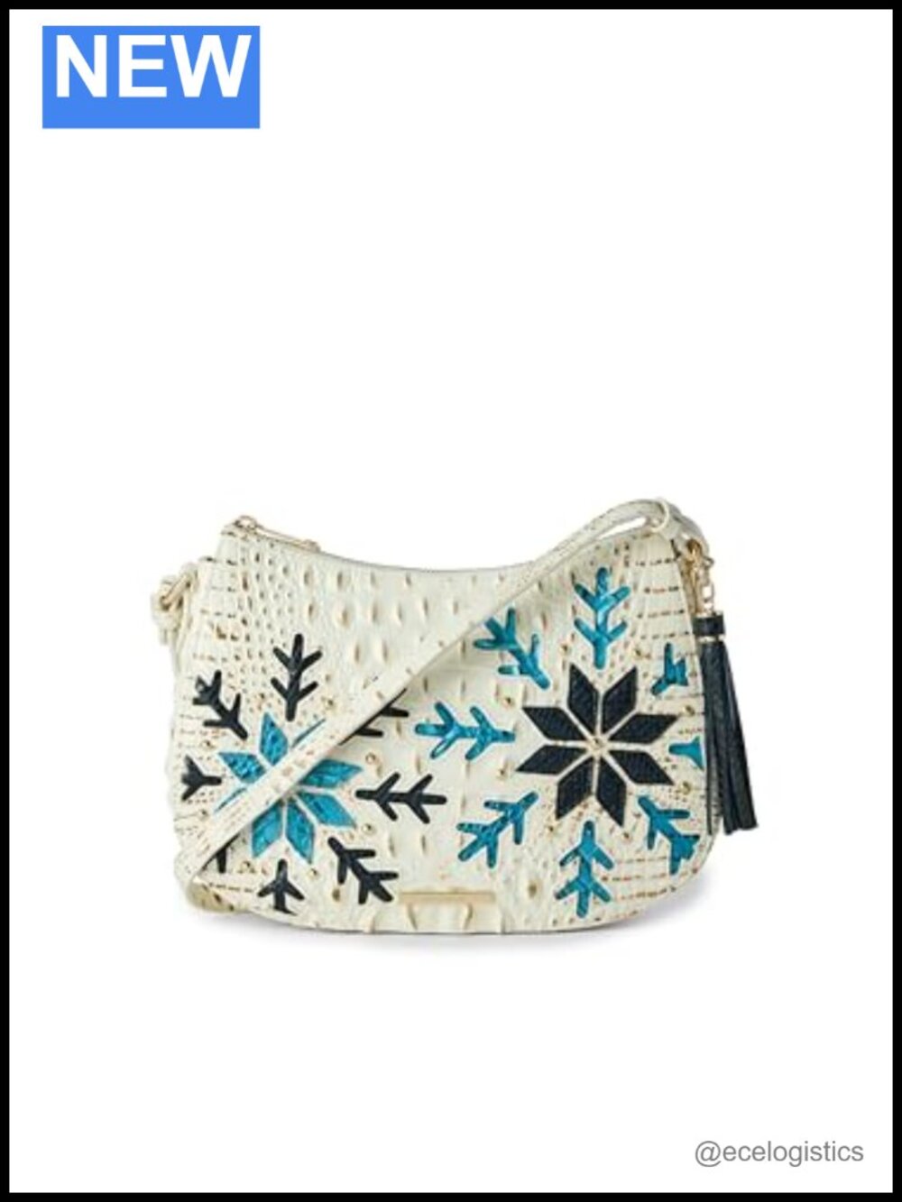 BRAHMIN Leather Sling Crossbody Bag with Zipper Closure Adjustable Strap 2